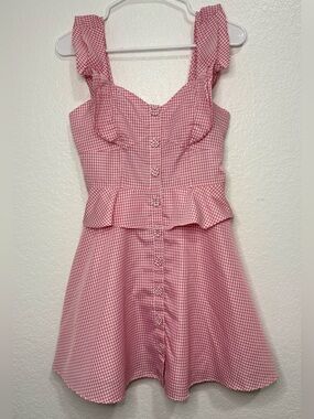 Gianni Bini Pink Gingham Mini Dress